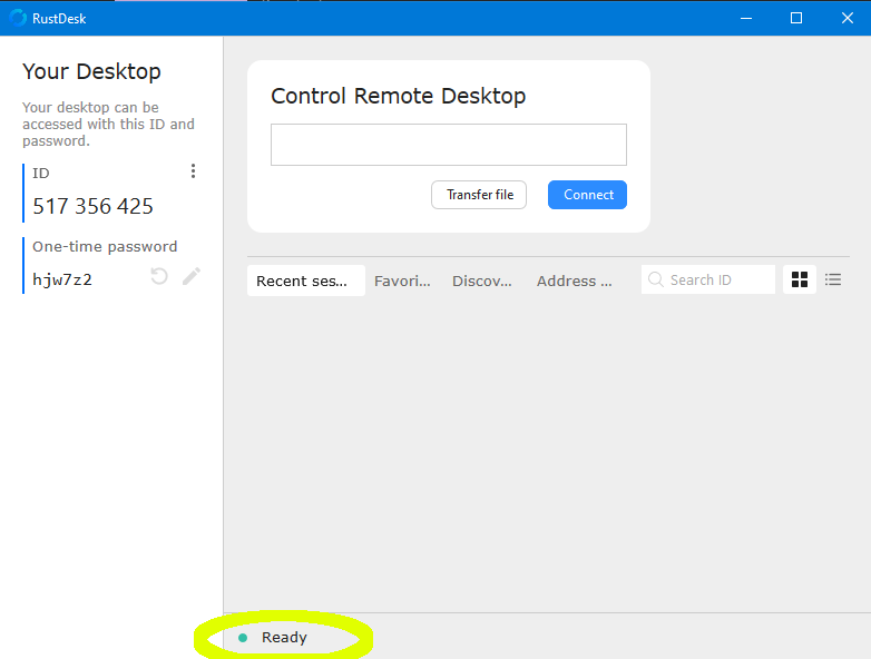 RustDesk ready status